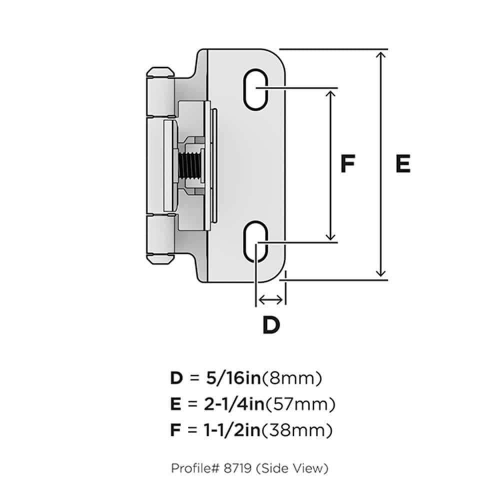 Satin Nickel 1/2 Inch Overlay Cabinet Hinge Pair