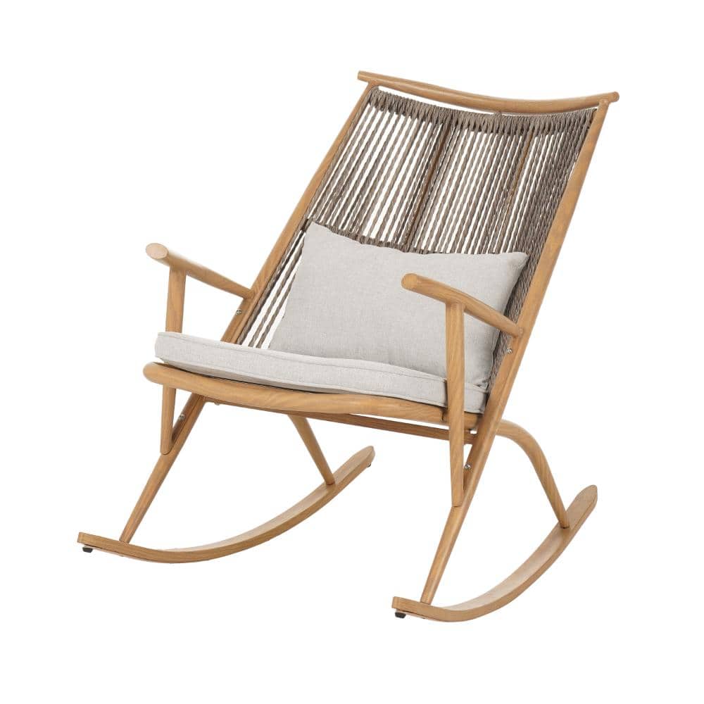 28.25 in. W x 36 in. H Matched Set of 2 Iron Rocking Chairs with Maple Finish & Gray PE Rattan price history on PriceWatchPro