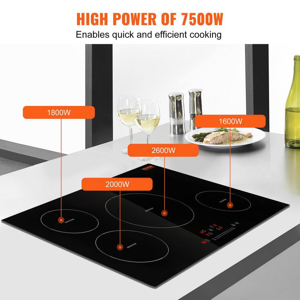 VEVOR 30'' Black Stainless Steel 4 Burner Induction Cooktop