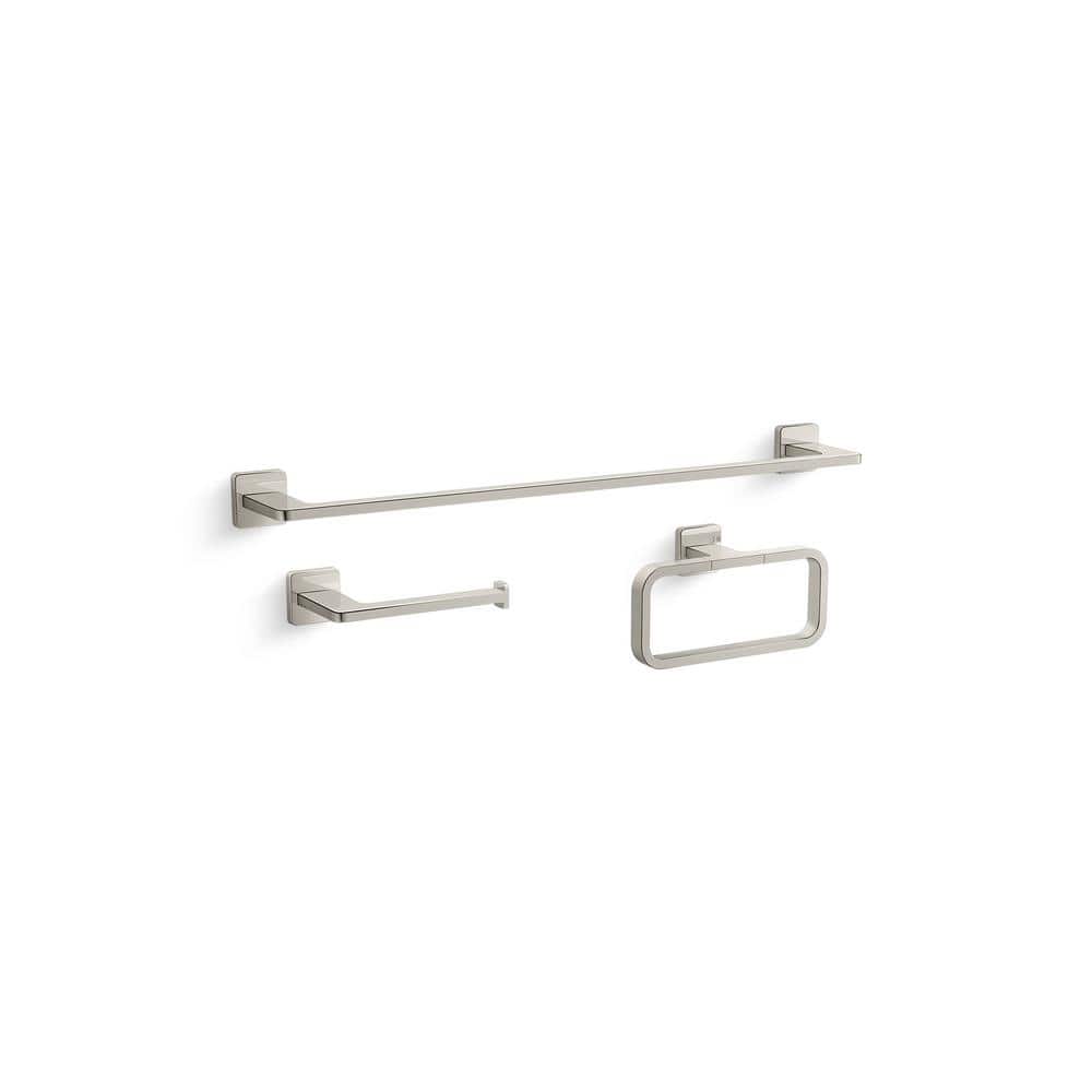 KOHLER Mavera 3-Piece Bath Hardware Set with Towel Bar, Toilet Paper ...