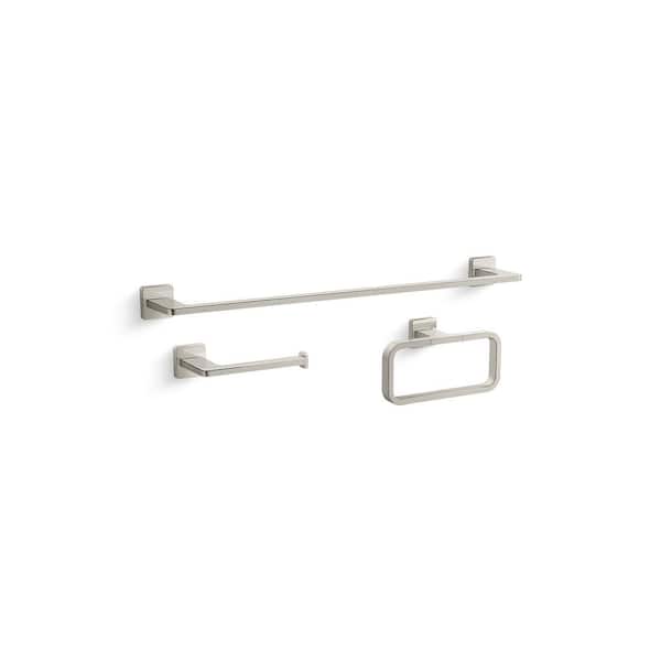 Mavera 3-Piece Bath Hardware Set with Towel Bar, Toilet Paper Holder and Hand Towel Holder in Vibrant Polished Nickel
