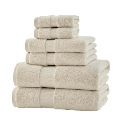 Clorox Bleach Friendly 100% Cotton Quick Dry 2-Bath, 2-Hand, 2-Washcloth  6-Piece Towel Set, Ivory MSI008825 - The Home Depot