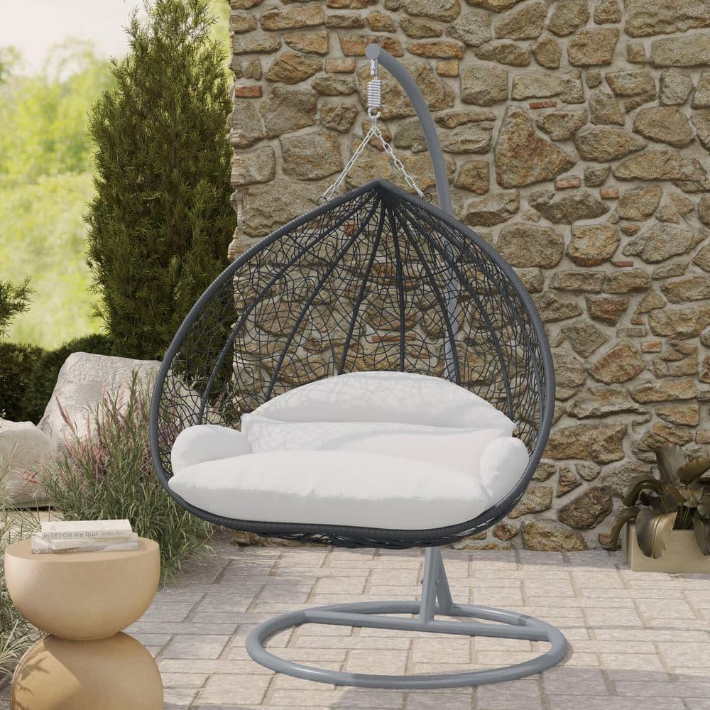 2-Person Egg Swing Chair in Grey Stainless Steel Porch Swing with Stand for Outdoor and Indoor in White price history on PriceWatchPro