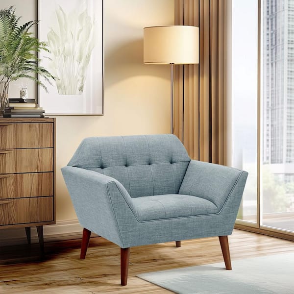 INK+IVY Newport Light Blue Tufted Lounge Arm Chair