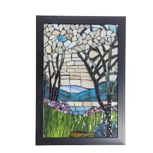 Magnolia Iris 18 in. Wall Art Decor with Hand Rolled Art Glass Style