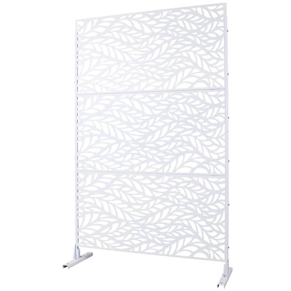 Sudzendf Outdoor and Indoor Freestanding Decorative Privacy Screen Metal Privacy Screen, Fence Panels in White