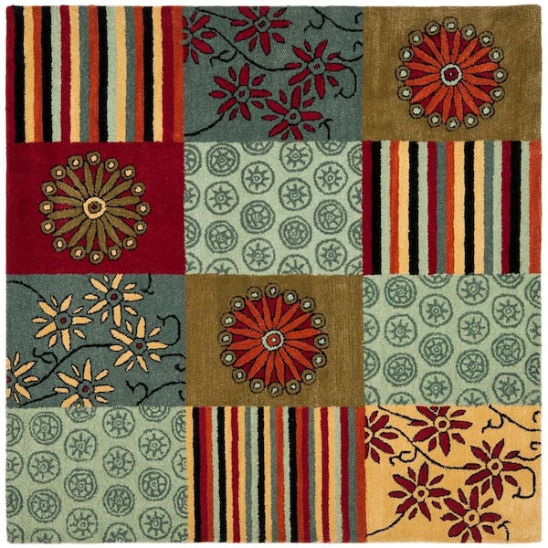 SAFAVIEH Soho Multi 6 ft. x 6 ft. Square Floral Area Rug