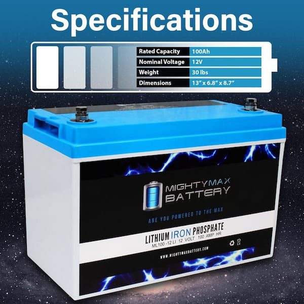 Renogy Smart Lithium Iron Phosphate Battery Rechargeable Lithium 121000  Generator Batteries