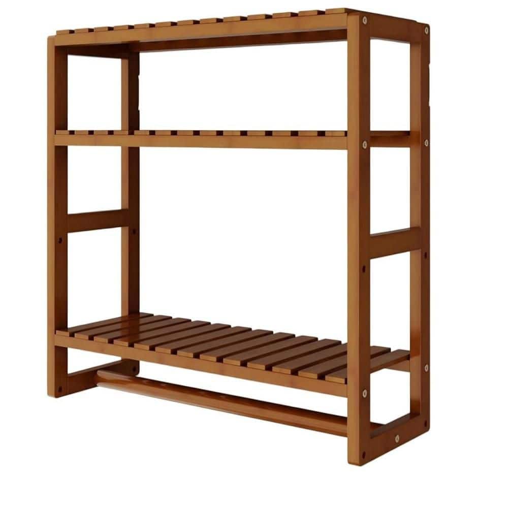 Adjustable 16.6 in. W x 16.8 in. H x 5.9 in. D Bamboo Shelf, Towel Rack Toilet Paper Cabinet with Hanging Rod, in Brown price history on PriceWatchPro