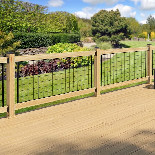 6 ft. Pressure-Treated Black Powder Coated Hog Wire Metal Pine Preassembled Rail