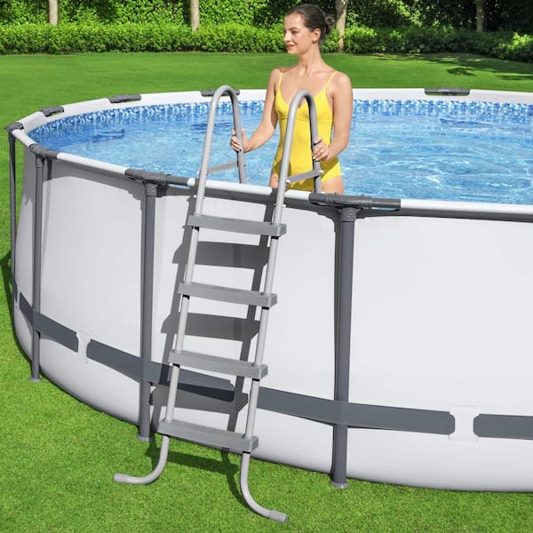 D Ground The Swimming Steel Metal 5613HE-BW - Round in. 48 Bestway Home MAX 168 Above Set Pro in. Depot Pool Frame