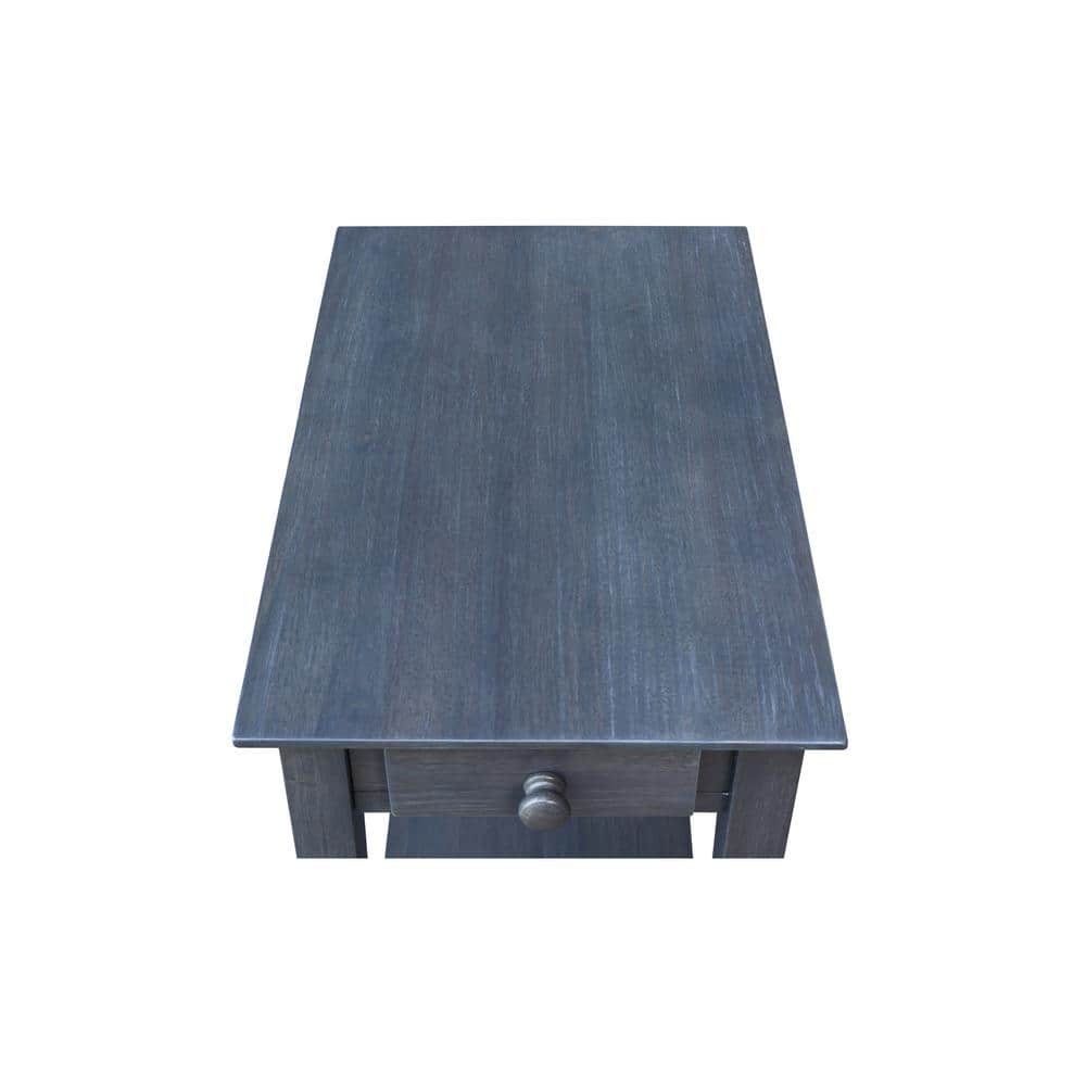 Ocean Blue Traditional Elegant Solid Parawood End Table with Storage