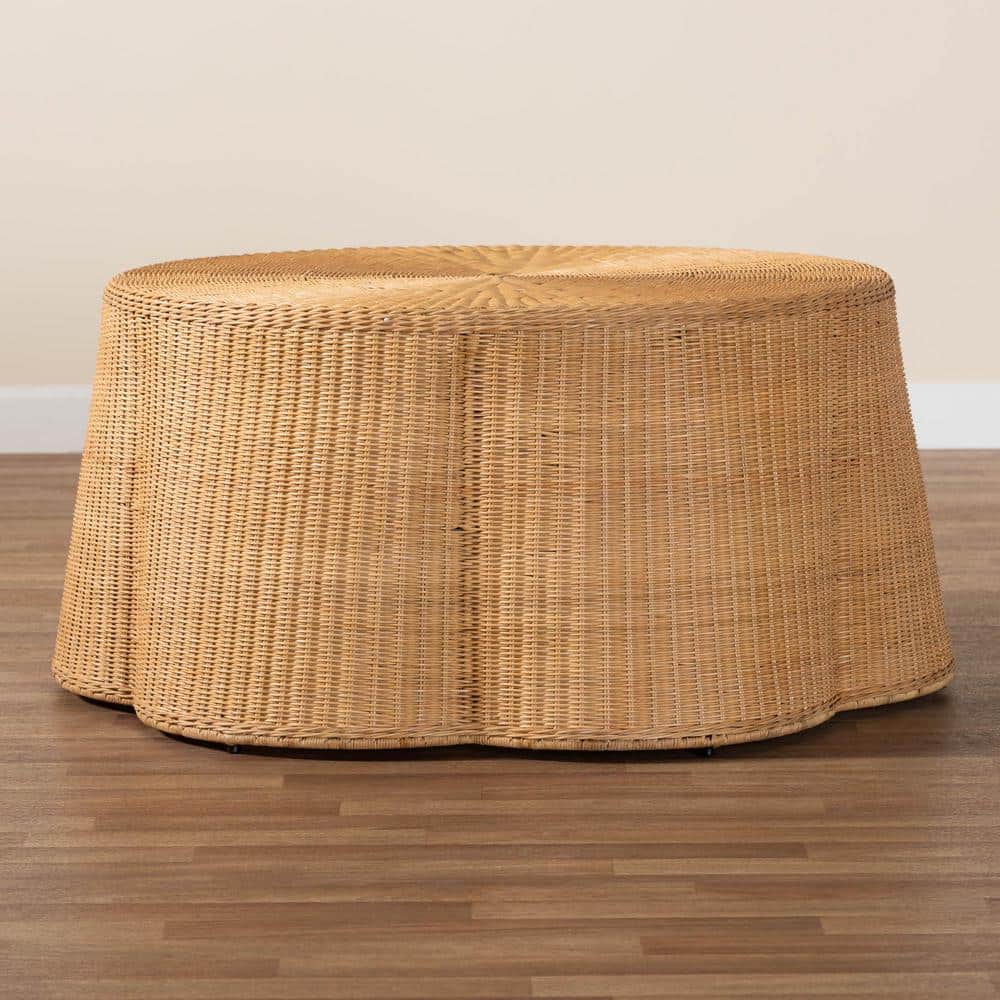 Palm Honey Round Handwoven Rattan Coffee Table