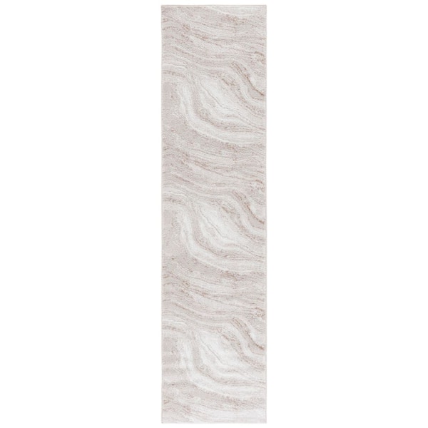 SAFAVIEH Parker 2 ft. x 8 ft. Beige/Ivory Abstract Waves Runner Rug
