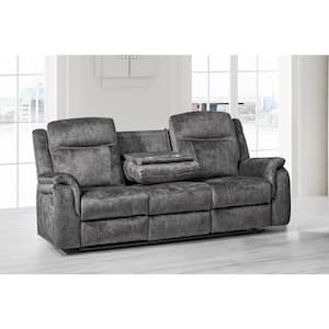 New Classic Furniture Park City 82 in. Pillow Arm Microfiber Rectangle Sofa in Slate