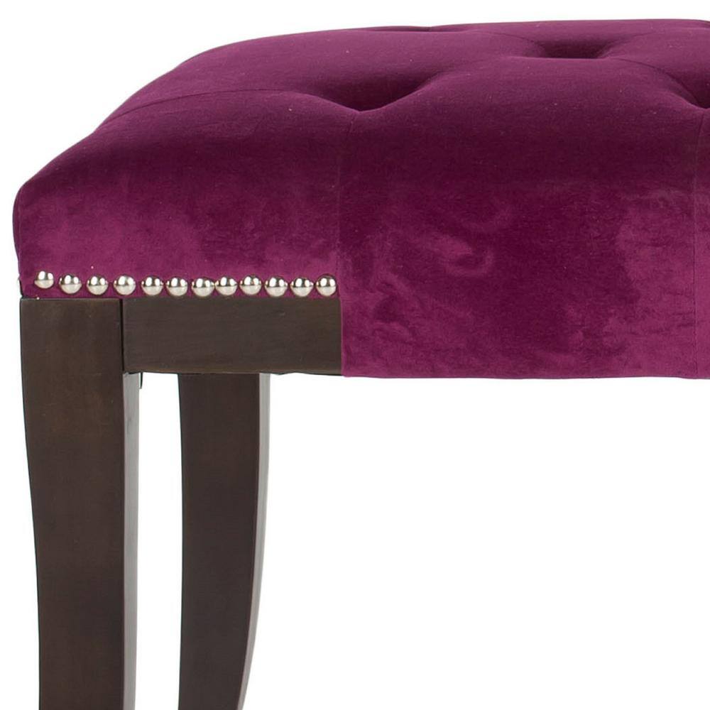 Gibbons Purple Cotton Velour Bench with Nail Heads