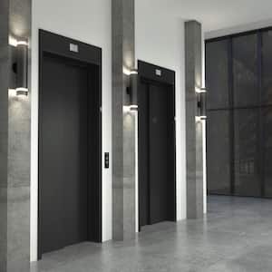 C7 Black Modern Large Cylinder Integrated LED Indoor/Outdoor Hardwired Garage and Porch Light Wall Lantern Sconce