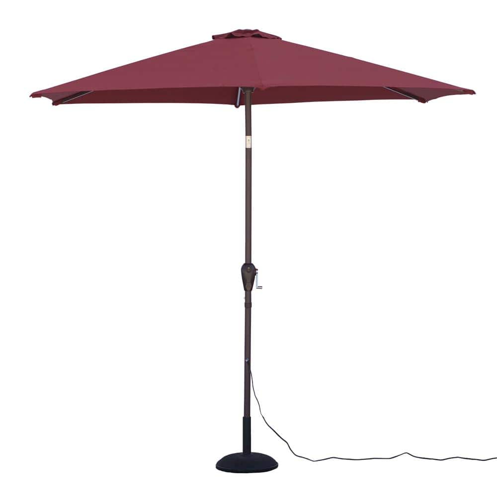 9 ft. W x 9 ft. D x 8 ft. H Round Tilting Patio Umbrella with Warm LED