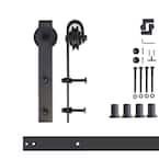 5 ft./60 in. Black Rustic Non-Bypass Sliding Barn Door Track and Hardware Kit for Single Door