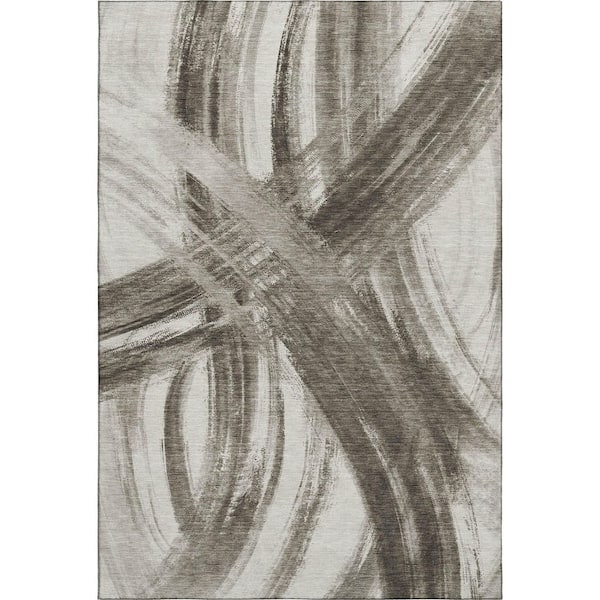 Mayfield Premium Machine Washable Abstract AMF2421 Taupe 10 ft. x 14 ft. Area Rug