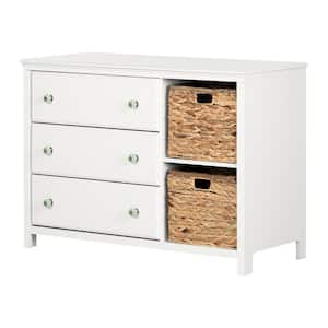 Balka Pure White 3-Drawer and Baskets 45.75 in. Dresser without Mirror