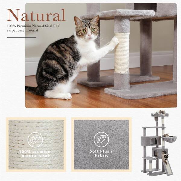 Foobrues Multi-Level Cat Tree Cat Tower for Indoor Cats with Sisal-Covered Scratching  Post in Grey L-AMT0216GY - The Home Depot