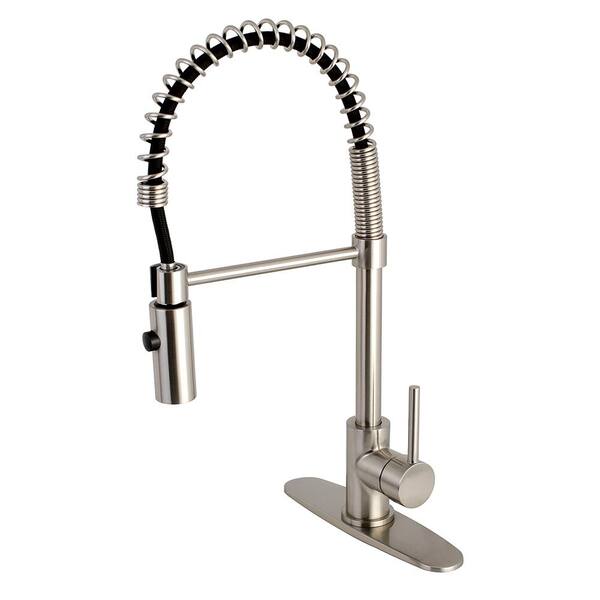 Kingston Brass Contemporary Single-Handle Pull-Down Sprayer Kitchen Faucet in Brushed Nickel