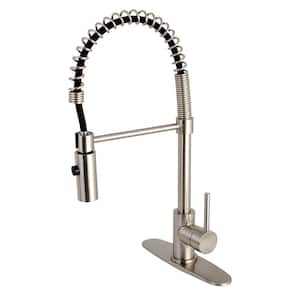 Contemporary Single-Handle Pull-Down Sprayer Kitchen Faucet in Brushed Nickel