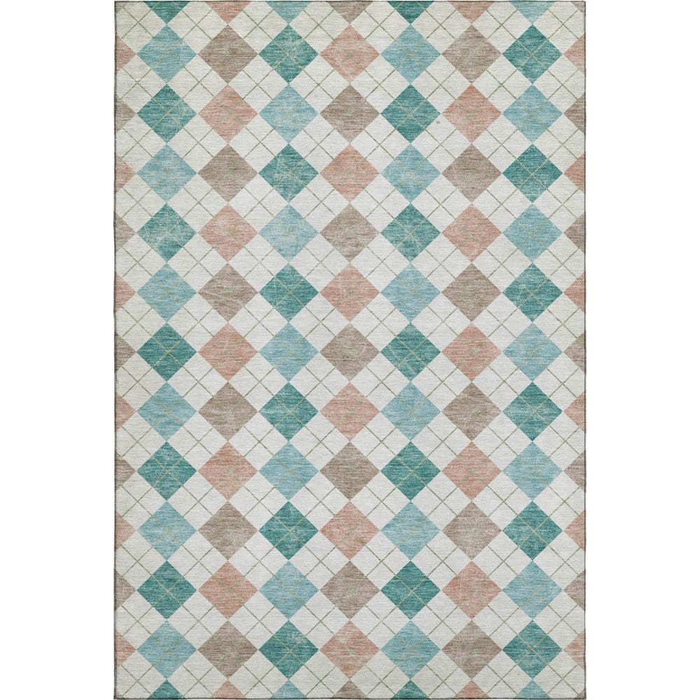 Mayfield Premium Machine Washable Abstract AMF2238 Aqua 5 ft. x 7 ft. 6 in. Area Rug price history on PriceWatchPro