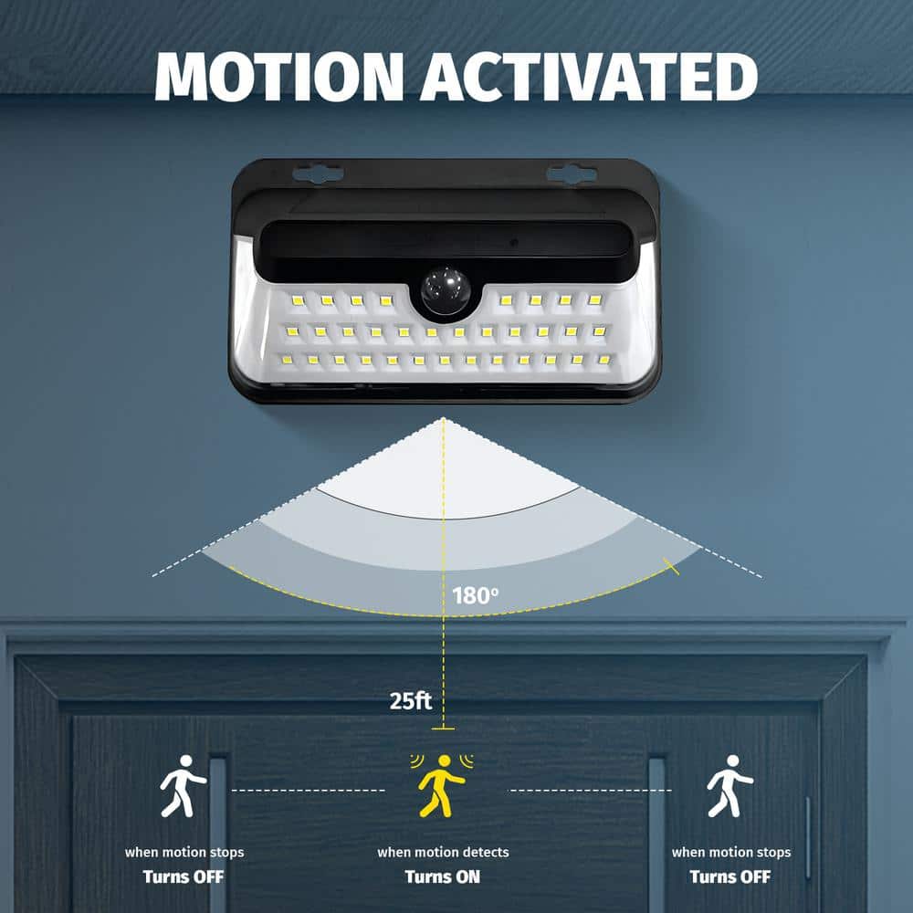 Black Solar Powered Motion Sensor LED Wall Pack Light