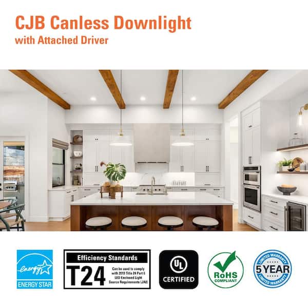 HALO CJB 4 in. 2-in-1 Installation LED Downlight with Attached