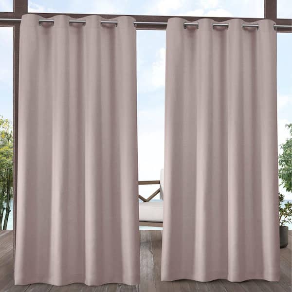 EXCLUSIVE HOME Biscayne Blush Solid Light Filtering Grommet Top Indoor/Outdoor Curtain, 54 in. W x 108 in. L (Set of 2)