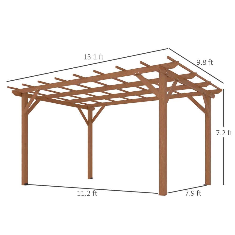 Large Dark Brown Fir Wood Outdoor Pergola with Canopy