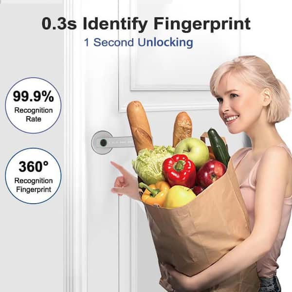 WRIGHTMASTER 6.3 in. Silver Fingerprint Biometric Smart Door