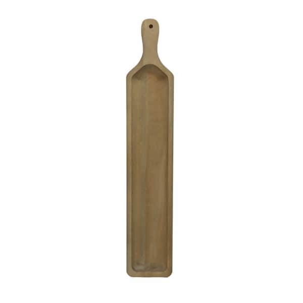 PARISLOFT Brown Long Wood 23.6 in. Decorative Tray