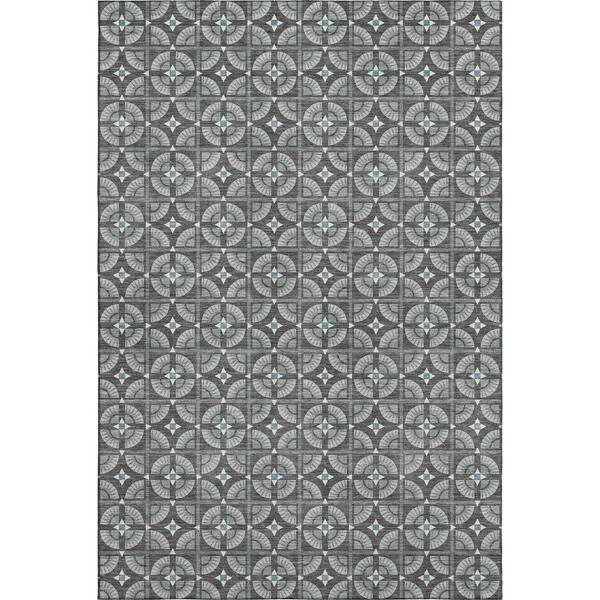 Mayfield Premium Machine Washable Abstract AMF2552 Charcoal 5 ft. x 7 ft. 6 in. Area Rug