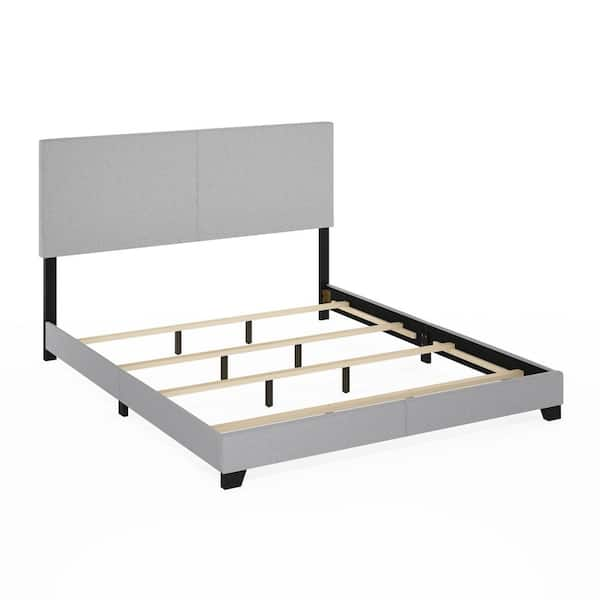 Furinno Pessac Gray Upholstered Frame California King Panel Bed ...