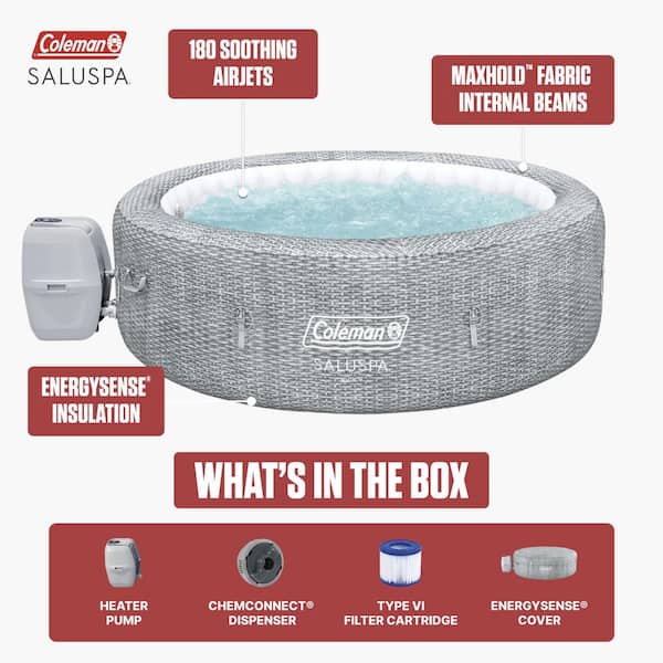 120-Volt Sicily 7-Person 180-Jets Person AirJet Inflatable Hot Tub with EnergySense Cover, Grey
