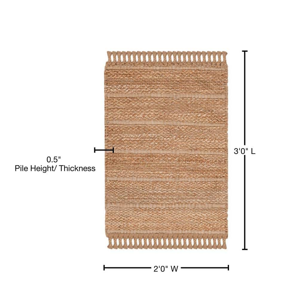 Natural Light Grey Handwoven Wool and Cotton Area Rug