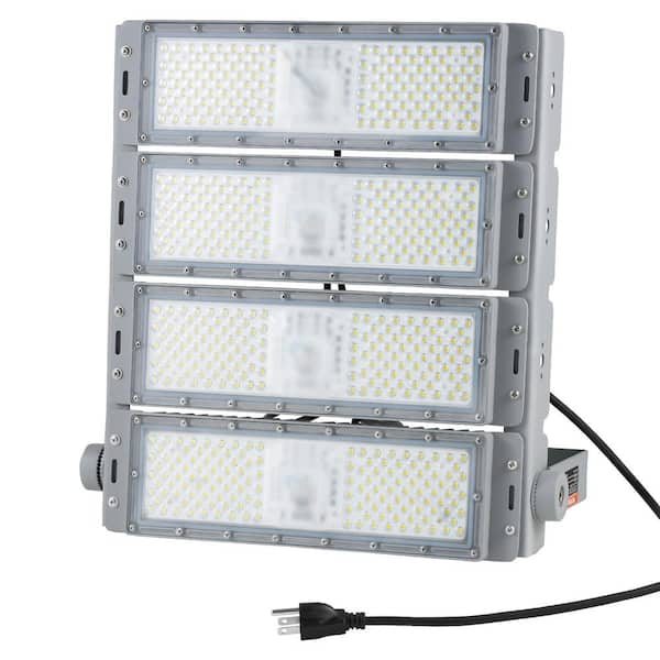 400-Watt 35000 Lumen 180° LED Flood Light Gray 1 Integrated LED Flood Light 6500K Stadium Light with Plug for Playground