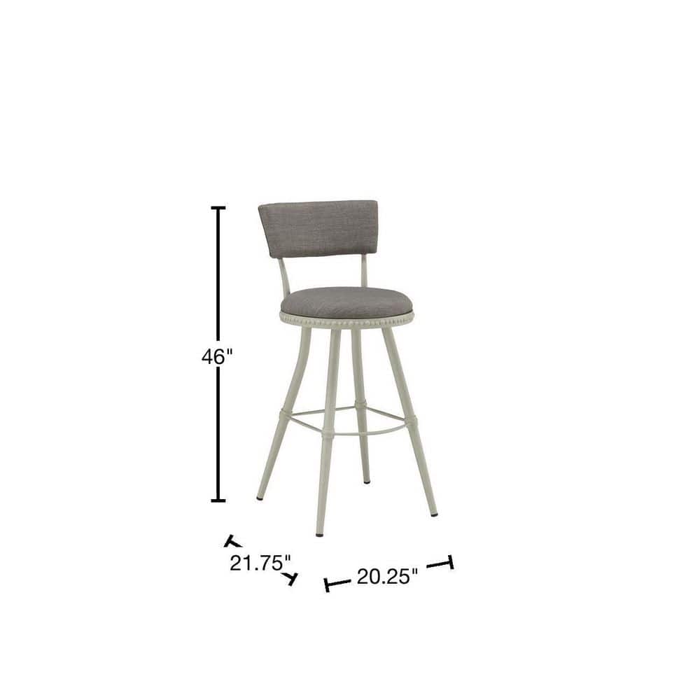 Gray Adjustable Swivel Metal Barstool with Padded Seat
