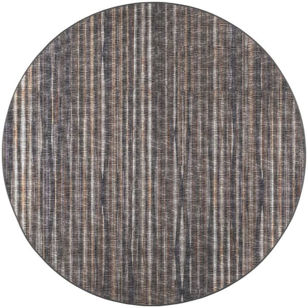 6' Round Brown Ombre Runner Rug