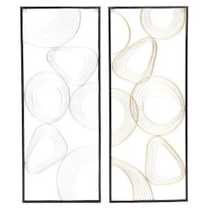 Gold and Silver Abstract Rectangular Metal Work Wall Decor (Set of 2)