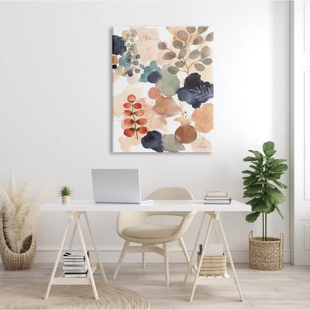 Large Abstract Botanical Collage Canvas Wall Art in Multicolor