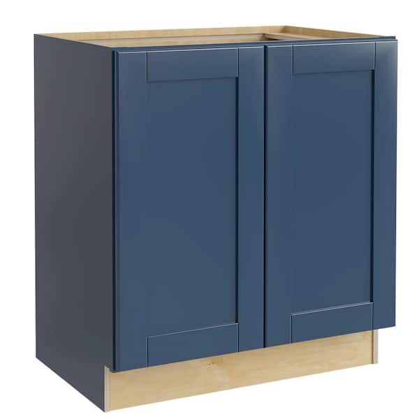 Home Decorators Collection Washington Vessel Blue Plywood Shaker Assembled Base Kitchen Cabinet FH Soft Close 30 in W x 24 in D x 34.5 in H