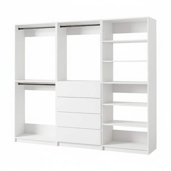 Prosper 96 in. W White Tower System Freestanding-Shelf Walk-in Wood Closet System