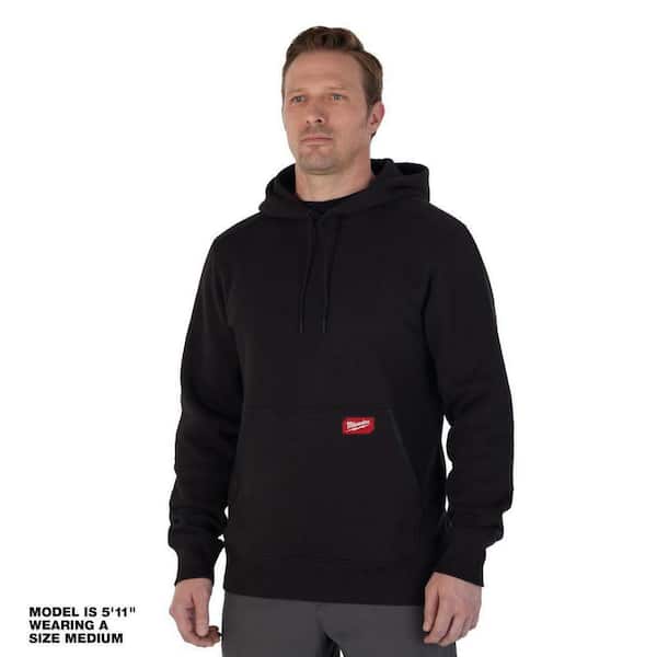 Men's 3X-Large Black Midweight Cotton/Polyester Long-Sleeve Pullover Hoodie