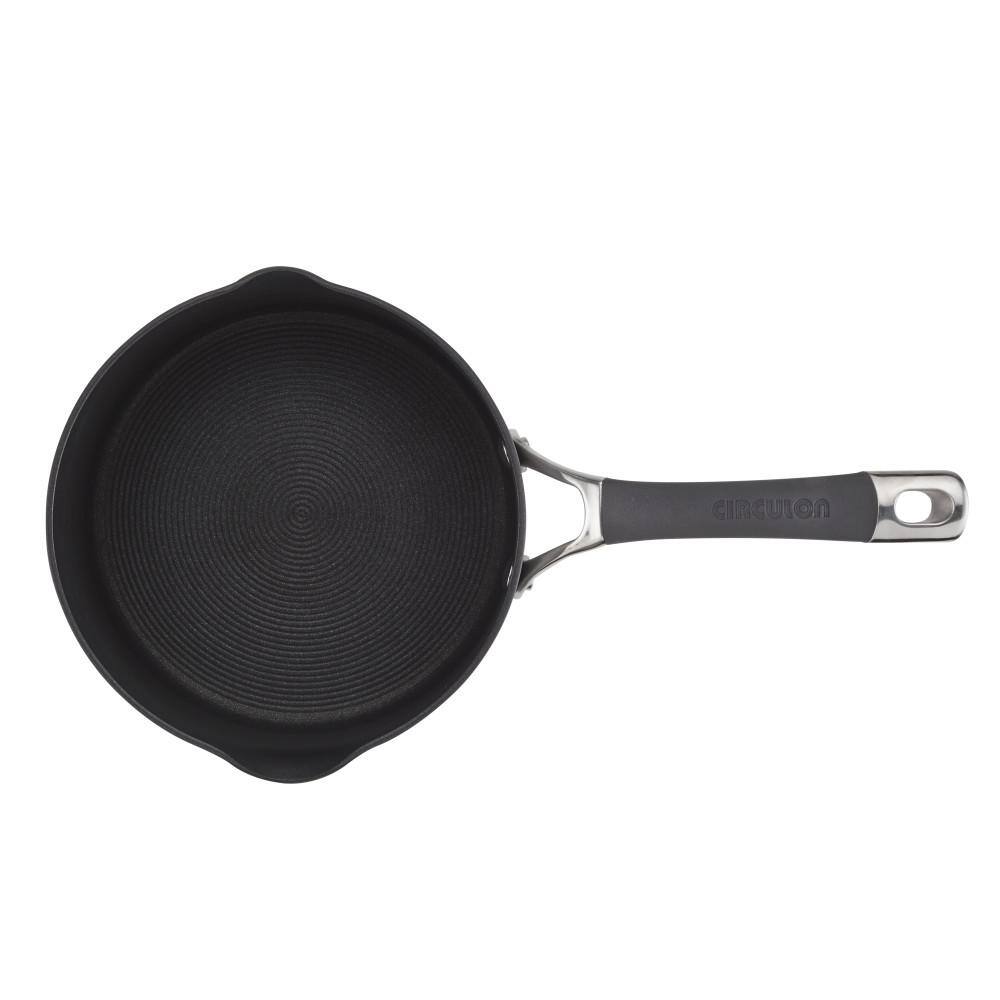 Radiance Gray 3 Quart Hard-Anodized Aluminum Nonstick Saucepan with Pour Spout