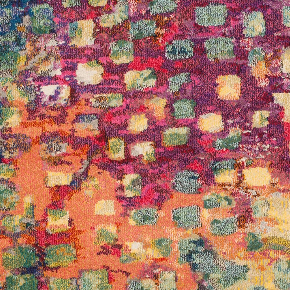 Boho-Chic Pink Multi 9' Square Synthetic Area Rug