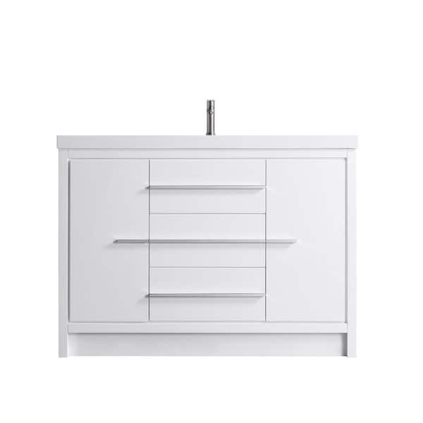 47 in. D x 19.75 in. W x 35 in. H Single Sink Freestanding Bath Vanity in White with Cultured Marble Top (Assembled)